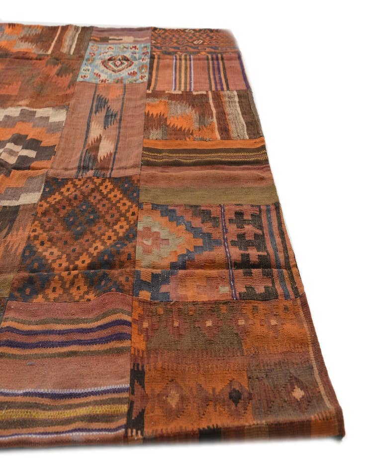 Detail image of  7' x 9' 9  Hand Woven Kilim Patchwork Wool Rug