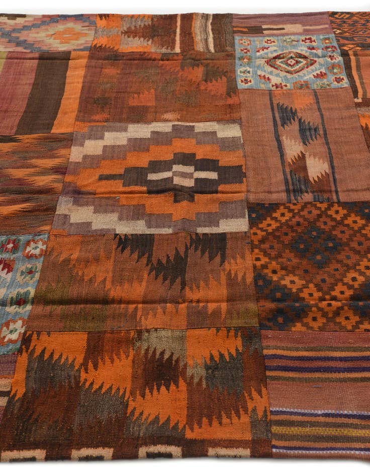 Detail image of  7' x 9' 9  Hand Woven Kilim Patchwork Wool Rug
