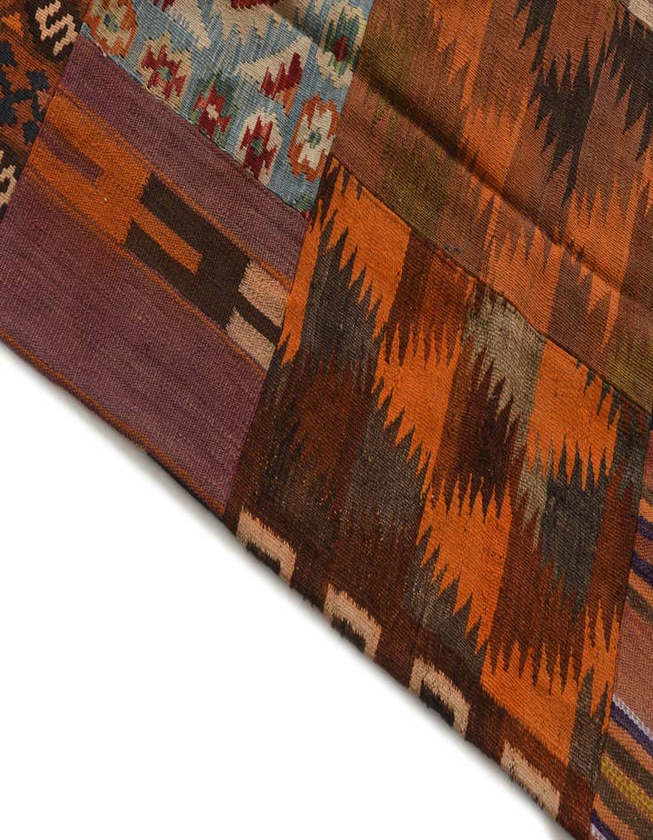 Detail image of  7' x 9' 9  Hand Woven Kilim Patchwork Wool Rug
