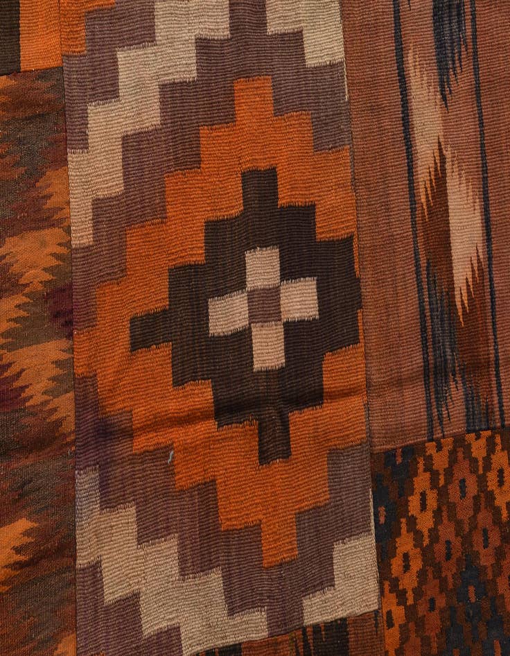 Detail image of  7' x 9' 9  Hand Woven Kilim Patchwork Wool Rug