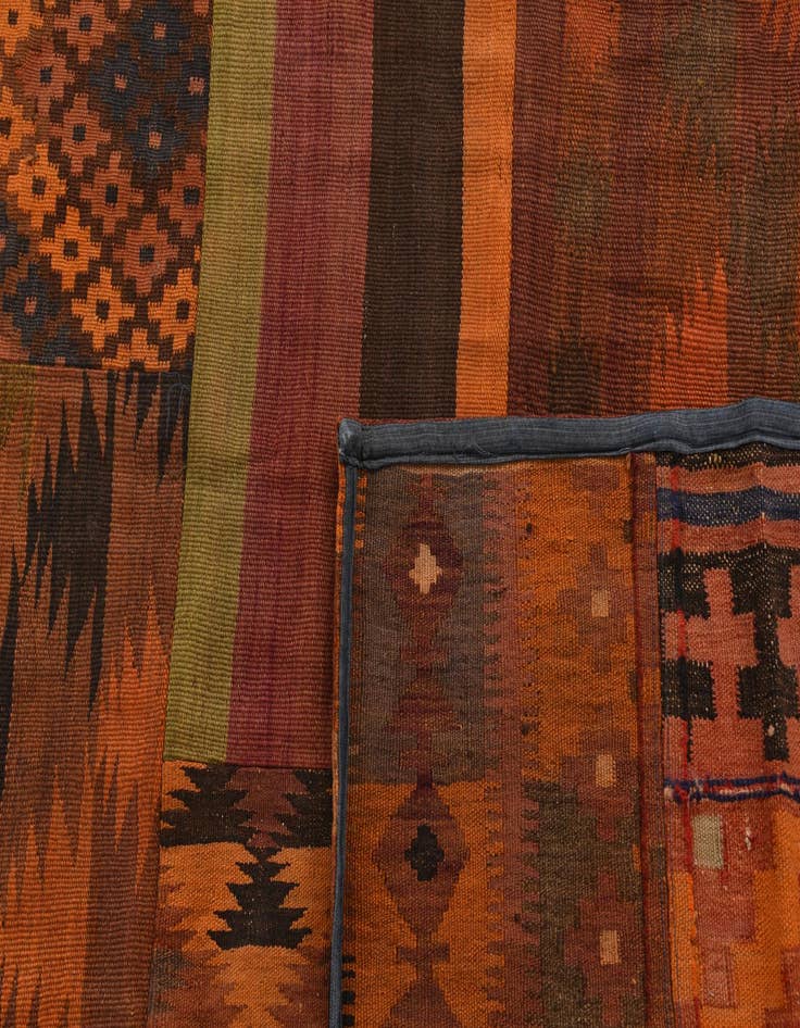Detail image of  7' x 9' 9  Hand Woven Kilim Patchwork Wool Rug