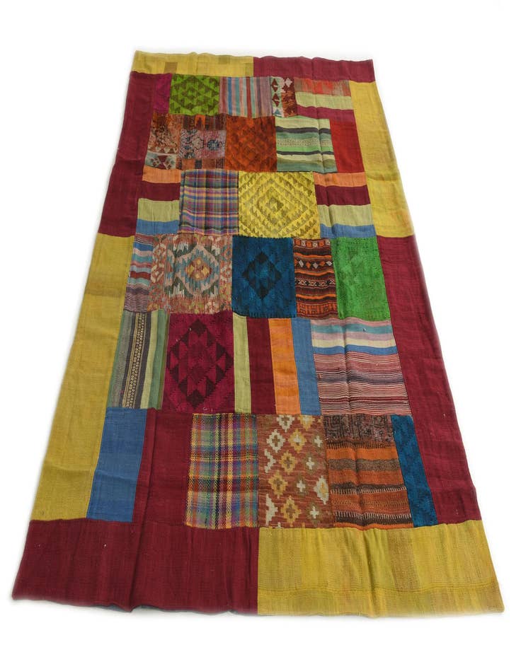 Detail image of  5' 8 x 8'  Hand Woven Kilim Patchwork Wool Rug