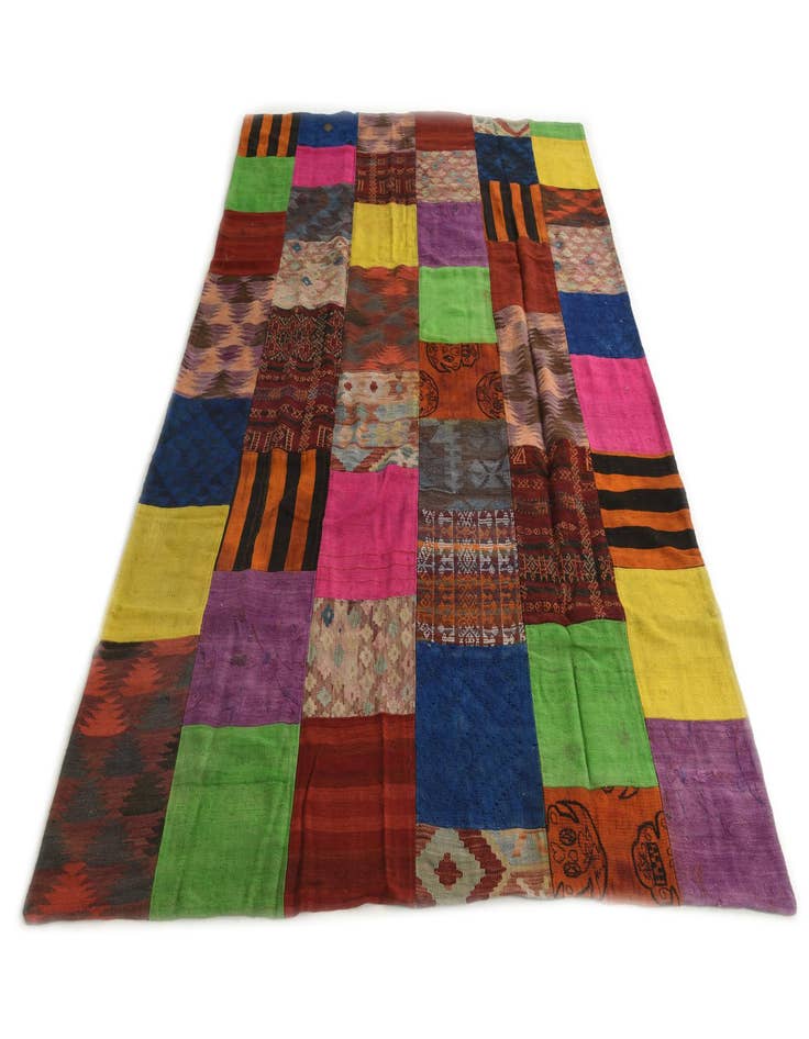 Detail image of  6' 7 x 9' 3  Hand Woven Kilim Patchwork Wool Rug