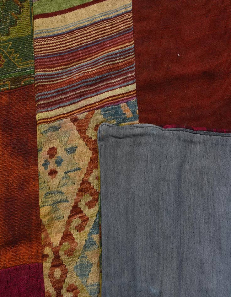 Detail image of  4' 8 x 6' 8  Hand Woven Kilim Patchwork Wool Rug