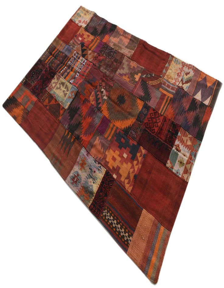 Detail image of  4' x 6'  Hand Woven Kilim Patchwork Wool Rug