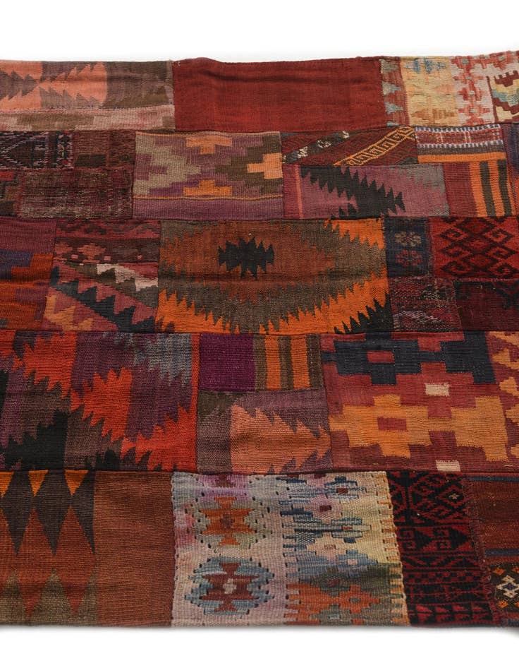 Detail image of  4' x 6'  Hand Woven Kilim Patchwork Wool Rug