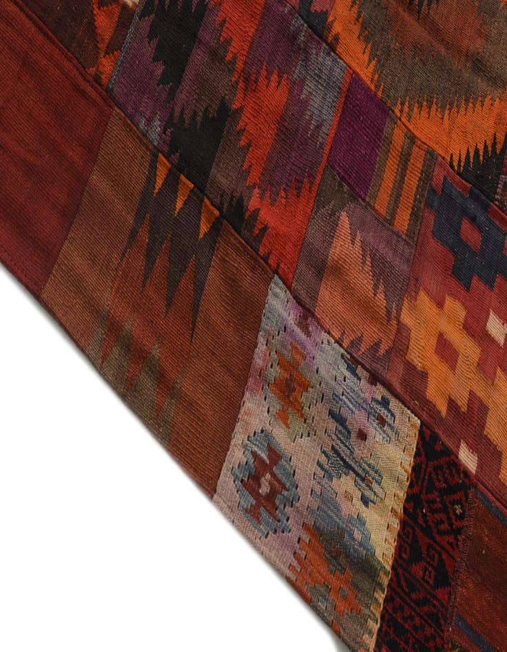 Detail image of  4' x 6'  Hand Woven Kilim Patchwork Wool Rug