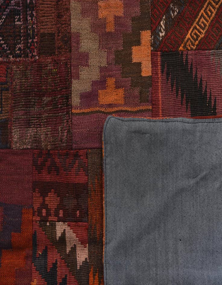 Detail image of  4' x 6'  Hand Woven Kilim Patchwork Wool Rug