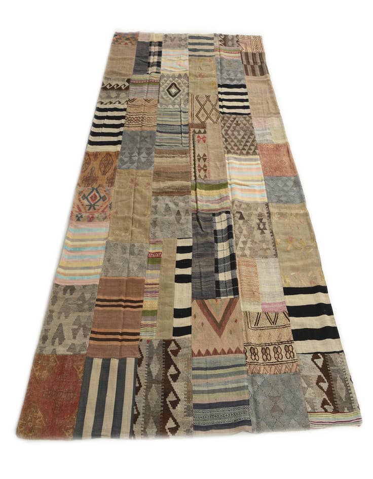 Detail image of  6' 8 x 9' 10  Hand Woven Kilim Patchwork Wool Rug