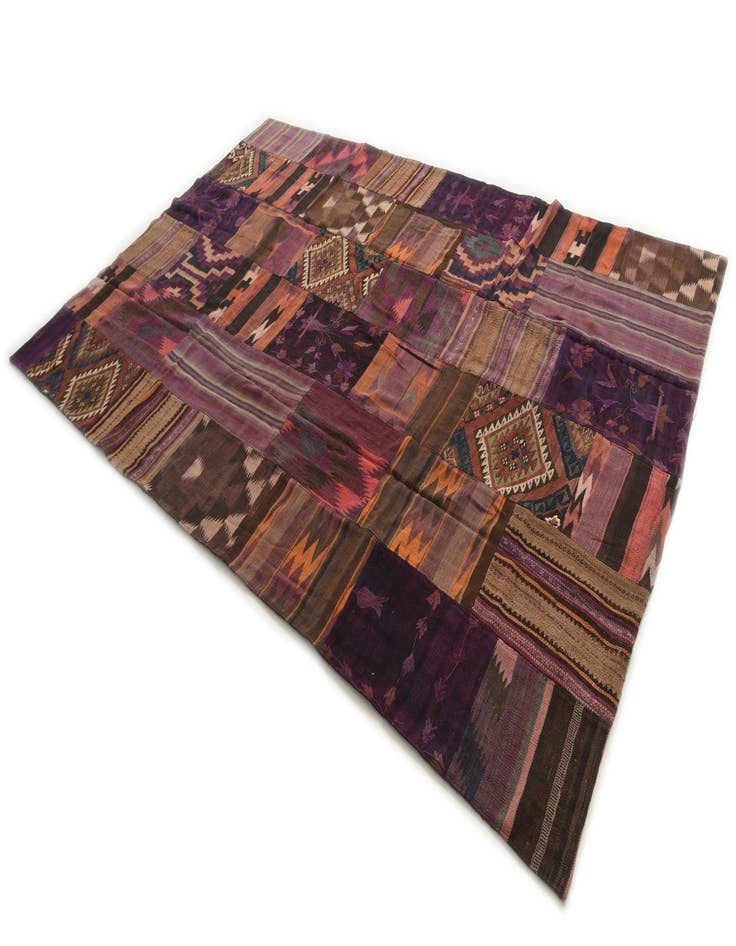 Detail image of  7' x 10' 5  Hand Woven Kilim Patchwork Wool Rug