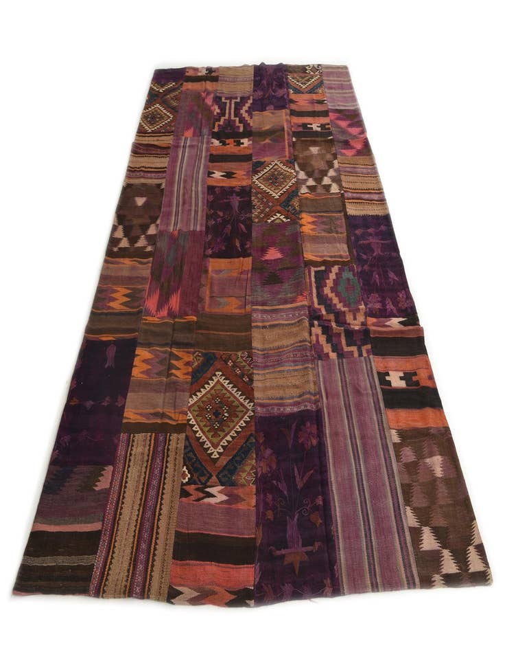 Detail image of  7' x 10' 5  Hand Woven Kilim Patchwork Wool Rug