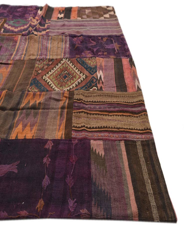 Detail image of  7' x 10' 5  Hand Woven Kilim Patchwork Wool Rug