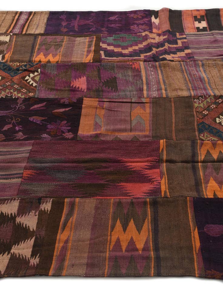 Detail image of  7' x 10' 5  Hand Woven Kilim Patchwork Wool Rug