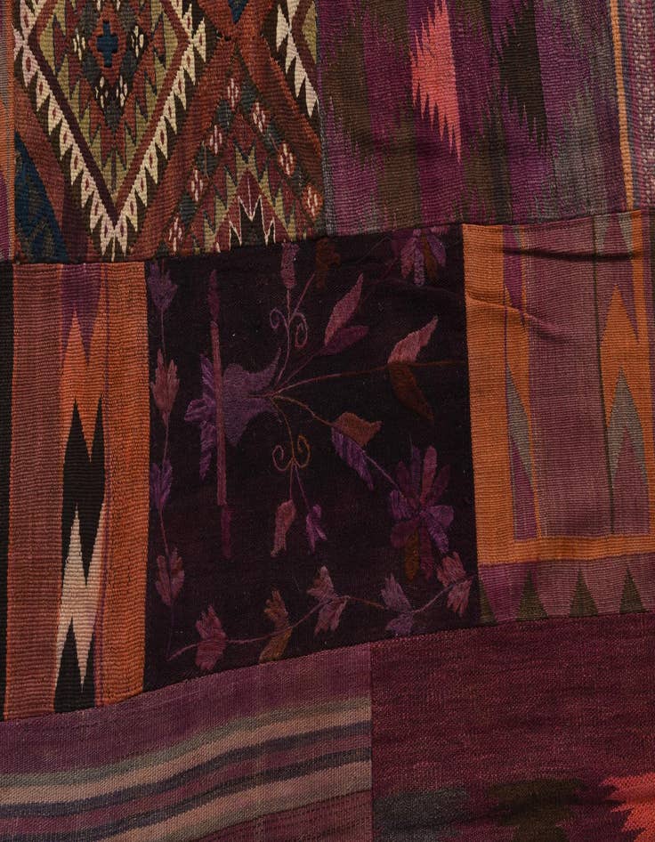 Detail image of  7' x 10' 5  Hand Woven Kilim Patchwork Wool Rug