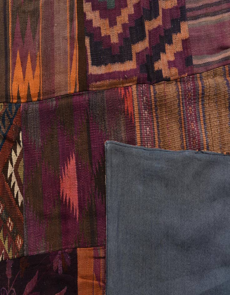 Detail image of  7' x 10' 5  Hand Woven Kilim Patchwork Wool Rug