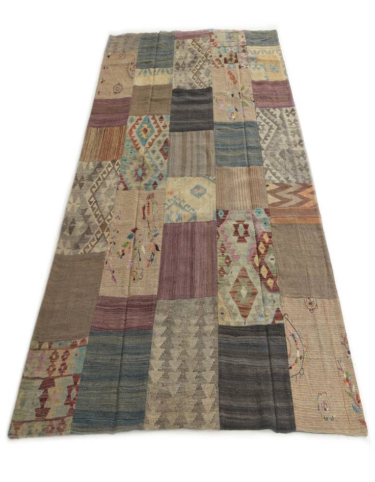 Detail image of  6' x 8' 2  Hand Woven Kilim Patchwork Wool Rug