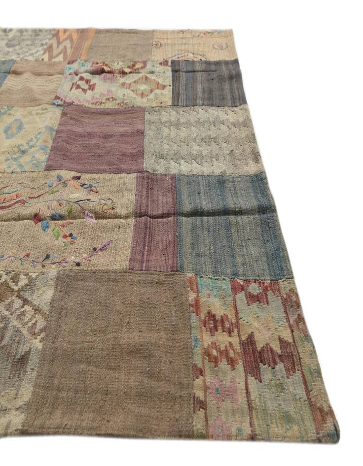 Detail image of  6' x 8' 2  Hand Woven Kilim Patchwork Wool Rug