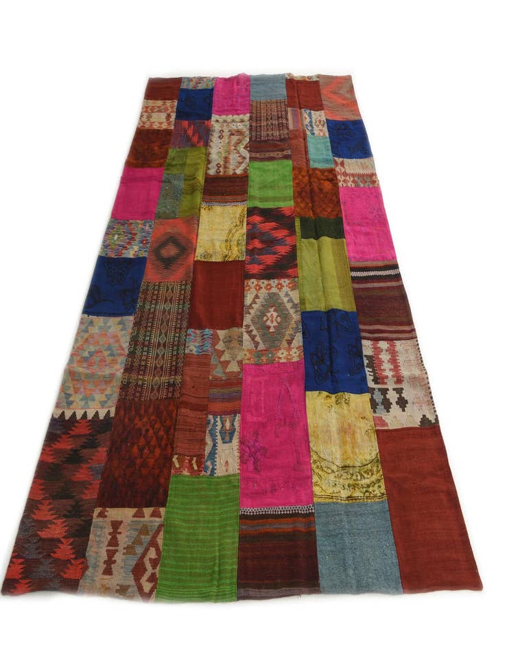 Detail image of  6' 8 x 9' 6  Hand Woven Kilim Patchwork Wool Rug