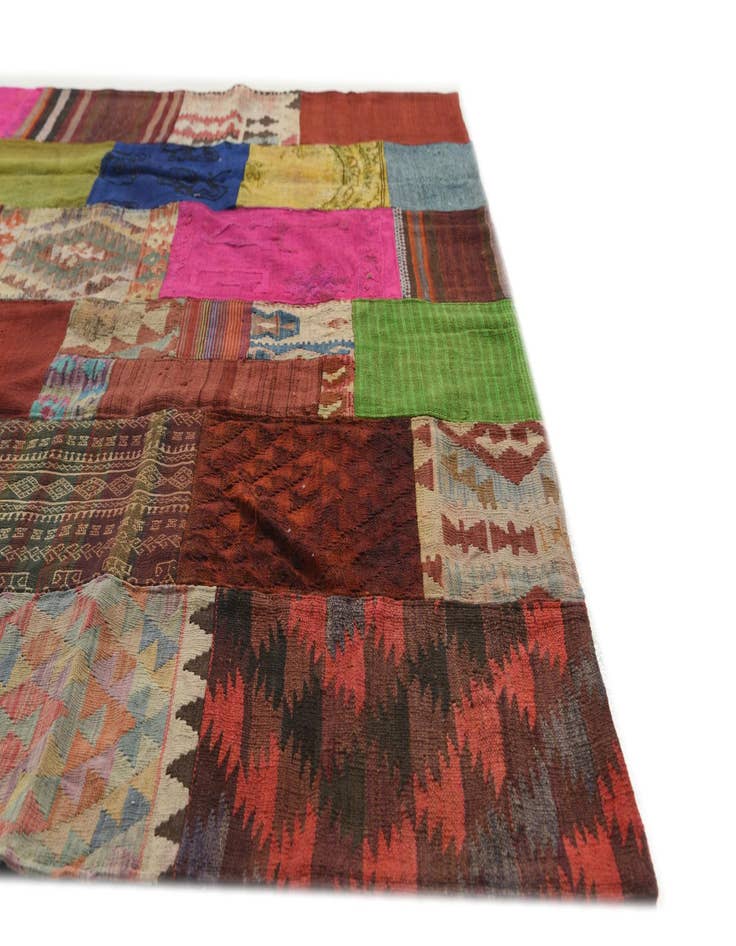 Detail image of  6' 8 x 9' 6  Hand Woven Kilim Patchwork Wool Rug