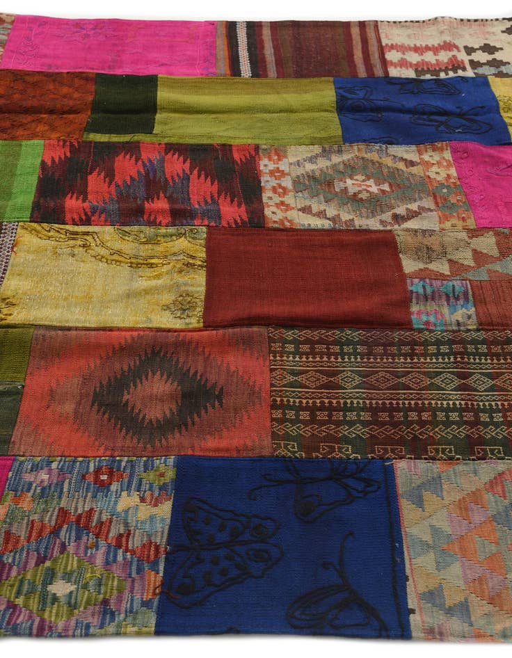 Detail image of  6' 8 x 9' 6  Hand Woven Kilim Patchwork Wool Rug