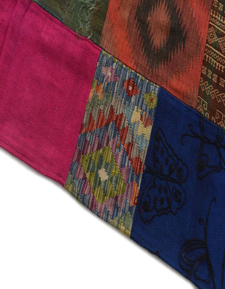 Detail image of  6' 8 x 9' 6  Hand Woven Kilim Patchwork Wool Rug