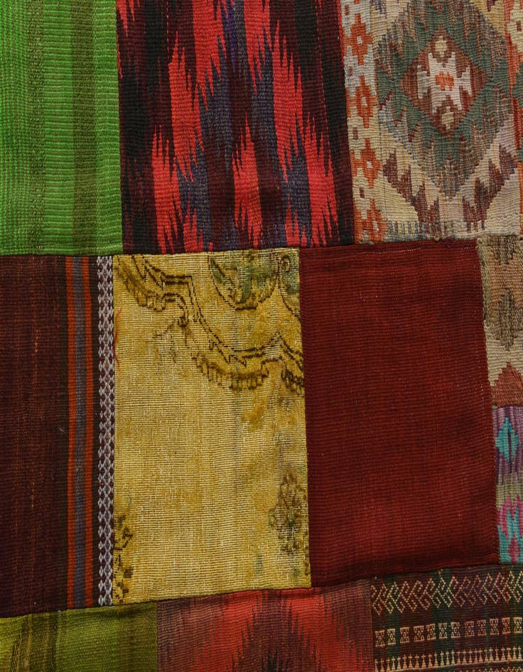 Detail image of  6' 8 x 9' 6  Hand Woven Kilim Patchwork Wool Rug