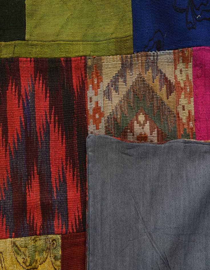 Detail image of  6' 8 x 9' 6  Hand Woven Kilim Patchwork Wool Rug