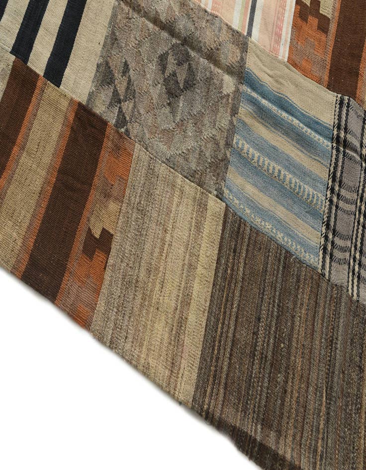 Detail image of  6' 6 x 9' 6  Hand Woven Kilim Patchwork Wool Rug