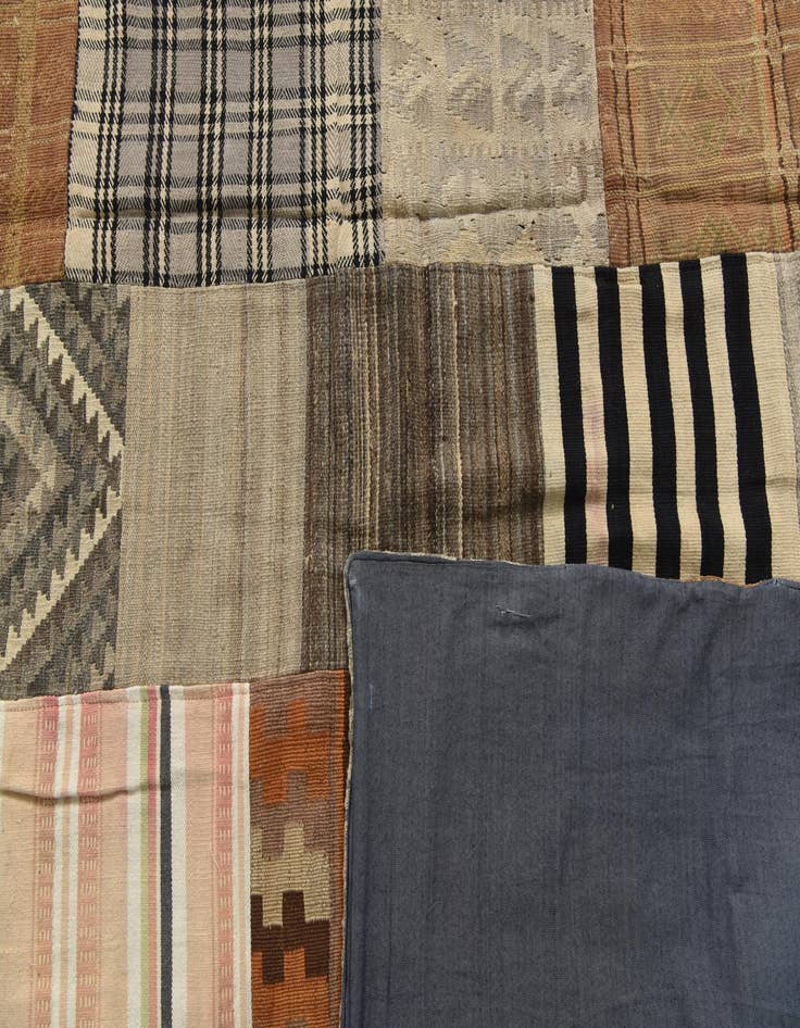 Detail image of  6' 6 x 9' 6  Hand Woven Kilim Patchwork Wool Rug