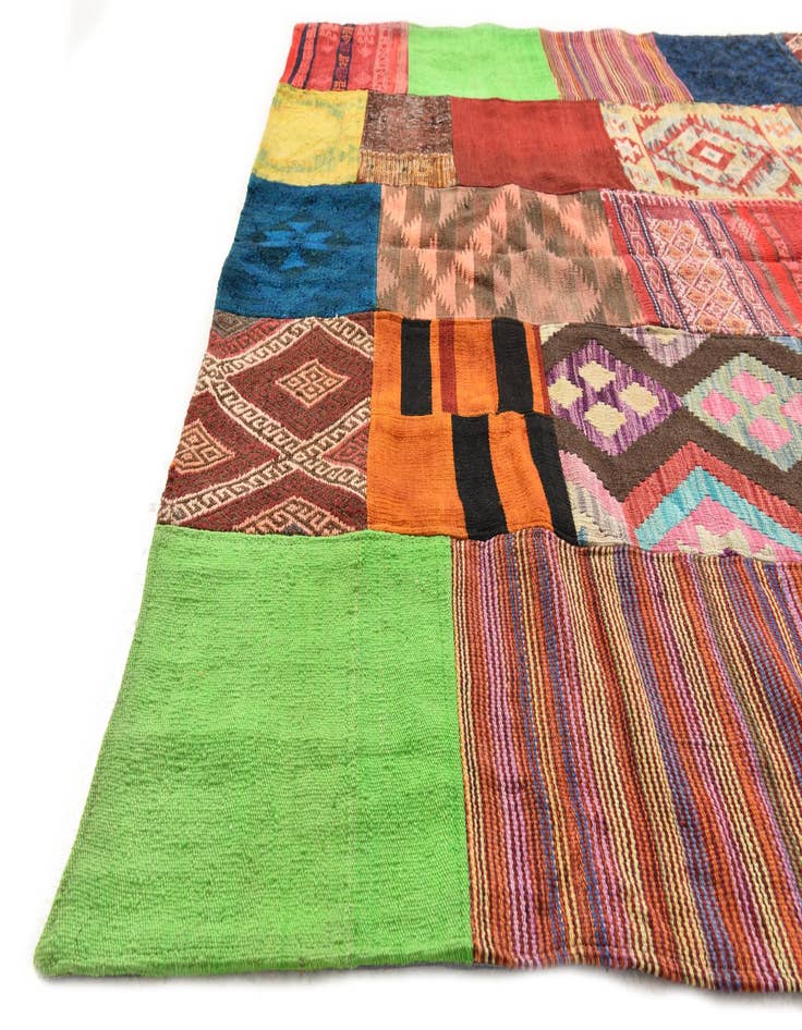 Detail image of  5' 7 x 7' 10  Hand Woven Kilim Patchwork Wool Rug