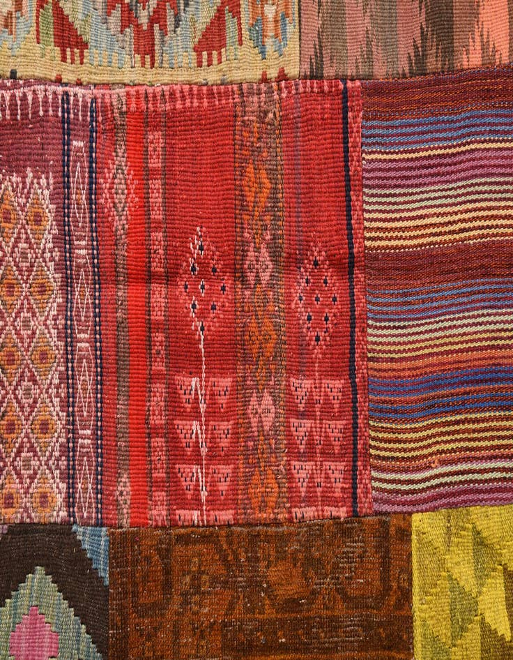Detail image of  5' 7 x 7' 10  Hand Woven Kilim Patchwork Wool Rug