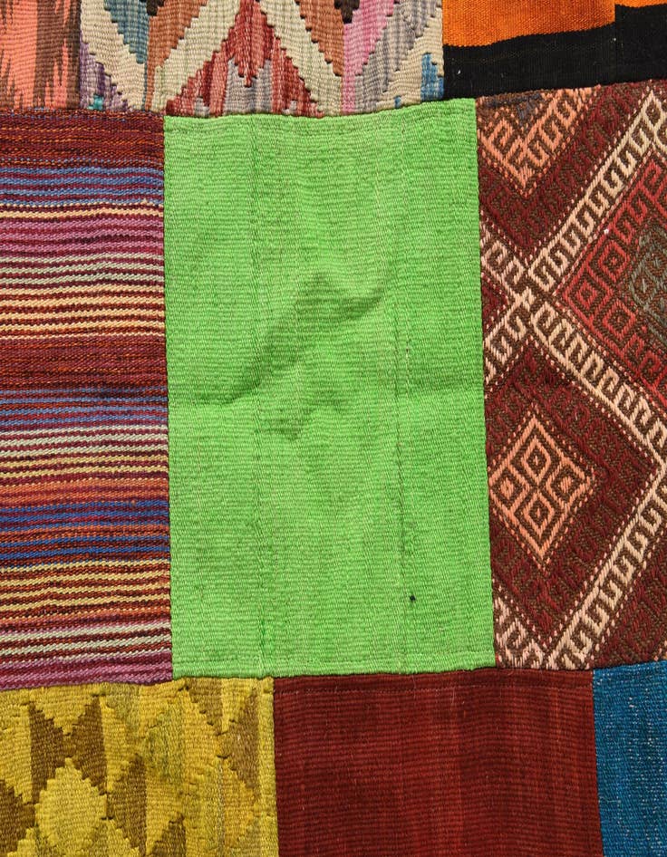 Detail image of  5' 7 x 7' 10  Hand Woven Kilim Patchwork Wool Rug