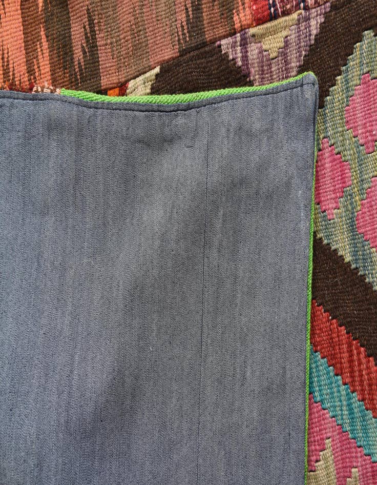 Detail image of  5' 7 x 7' 10  Hand Woven Kilim Patchwork Wool Rug