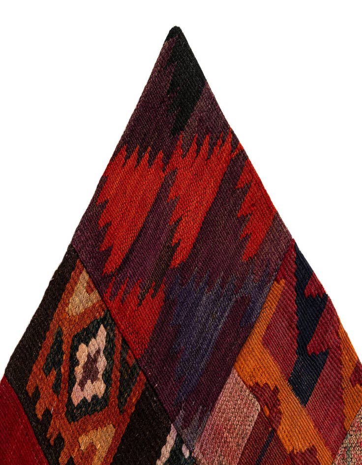 Detail image of  4' 2 x 6'  Hand Woven Kilim Patchwork Wool Rug