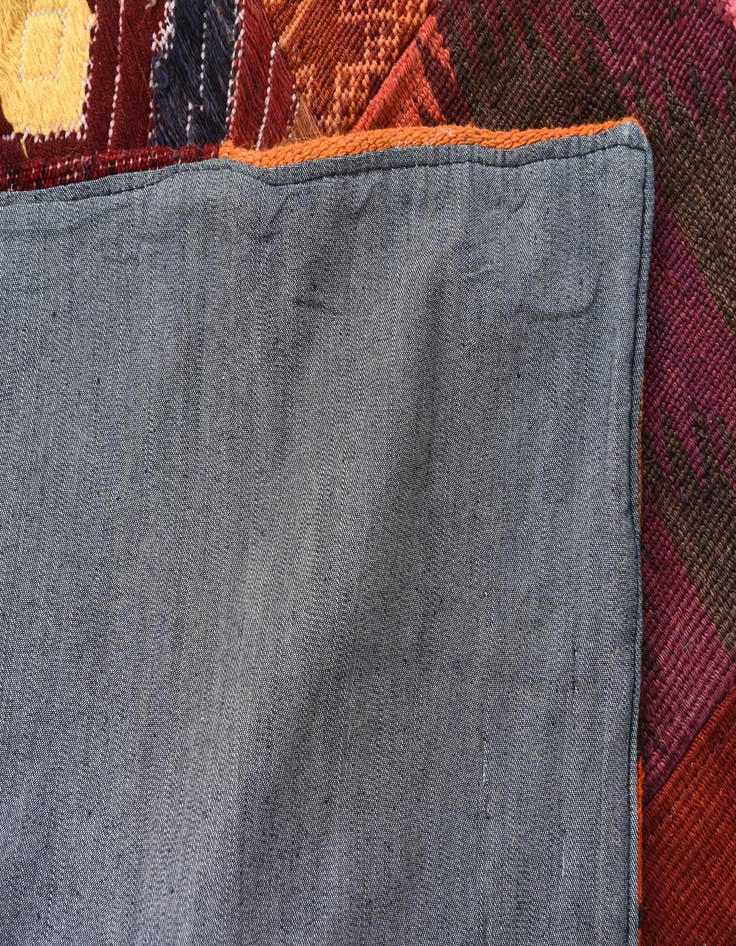 Detail image of  4' x 5' 11  Hand Woven Kilim Patchwork Wool Rug