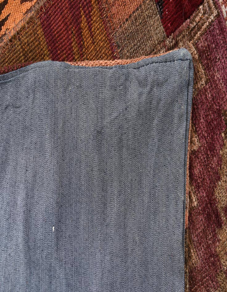 Detail image of  3' 11 x 6' 1  Hand Woven Kilim Patchwork Wool Rug