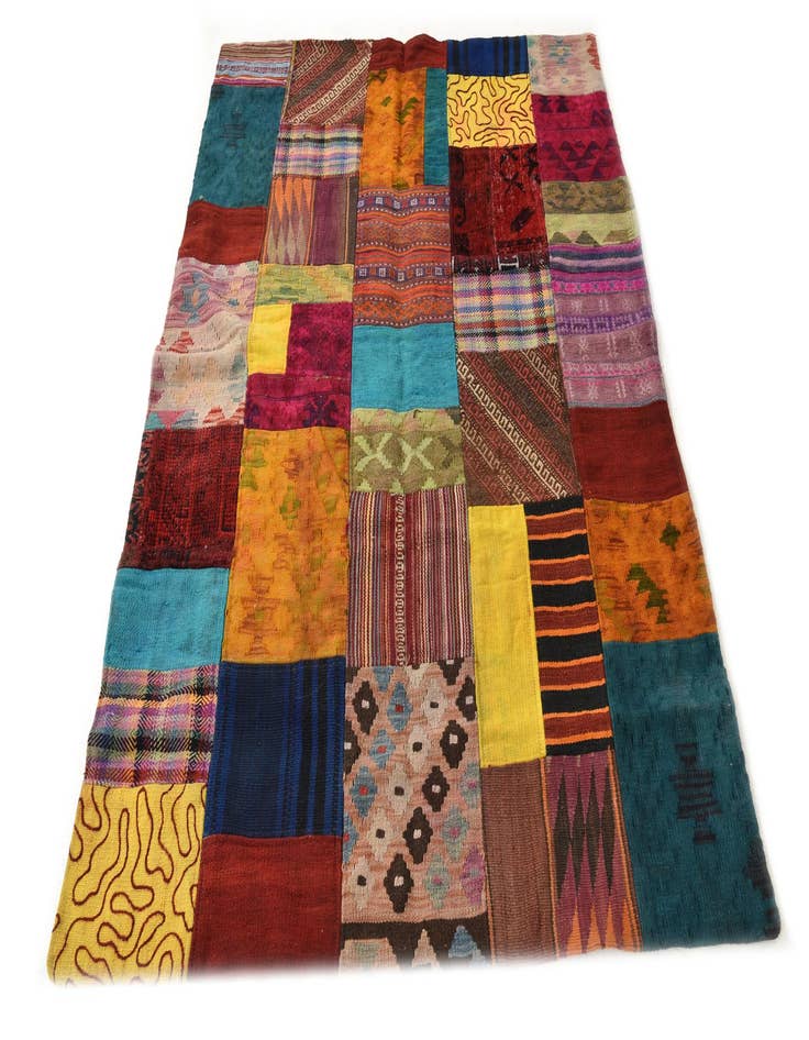 Detail image of  4' 3 x 5' 10  Hand Woven Kilim Patchwork Wool Rug