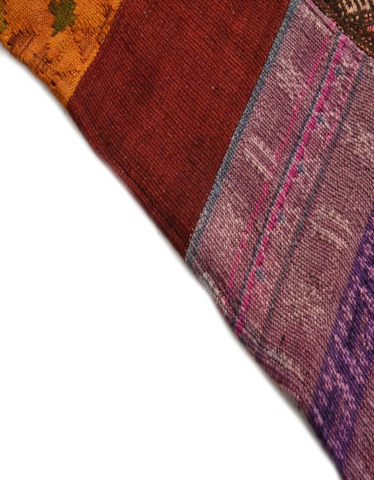 Detail image of  4' 3 x 5' 10  Hand Woven Kilim Patchwork Wool Rug