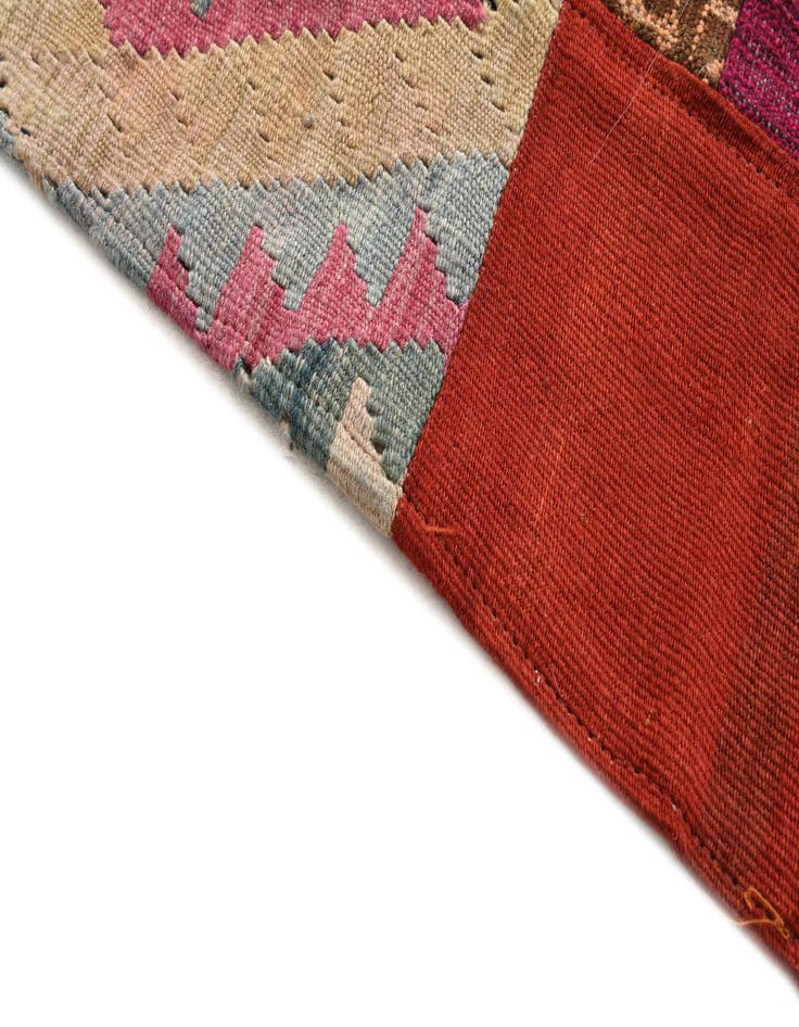 Detail image of  4' x 5' 10  Hand Woven Kilim Patchwork Wool Rug