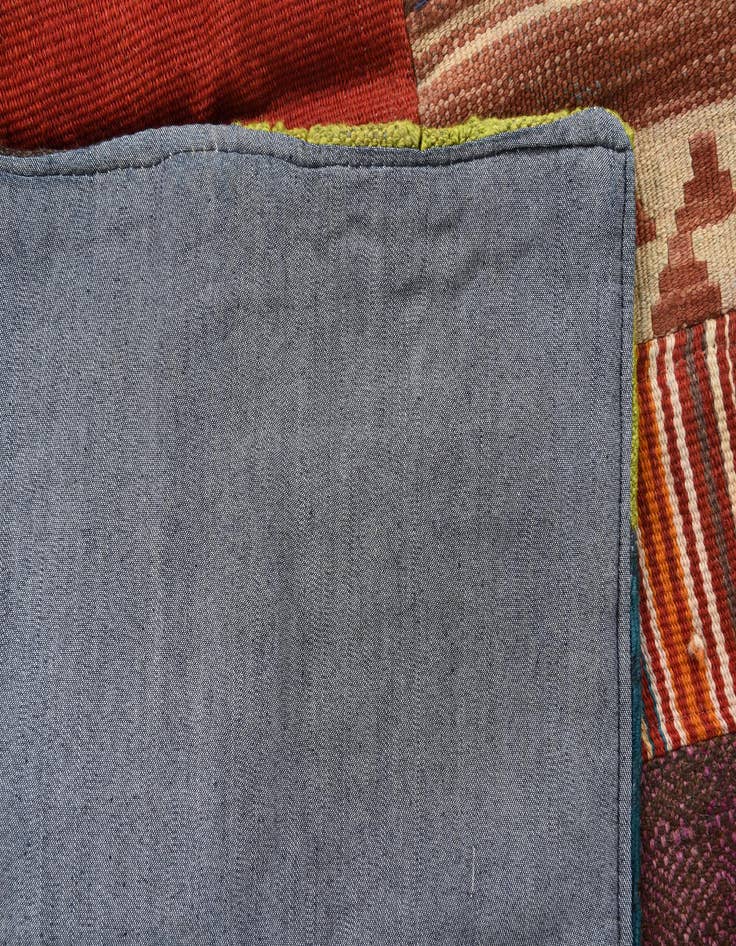 Detail image of  4' x 5' 10  Hand Woven Kilim Patchwork Wool Rug