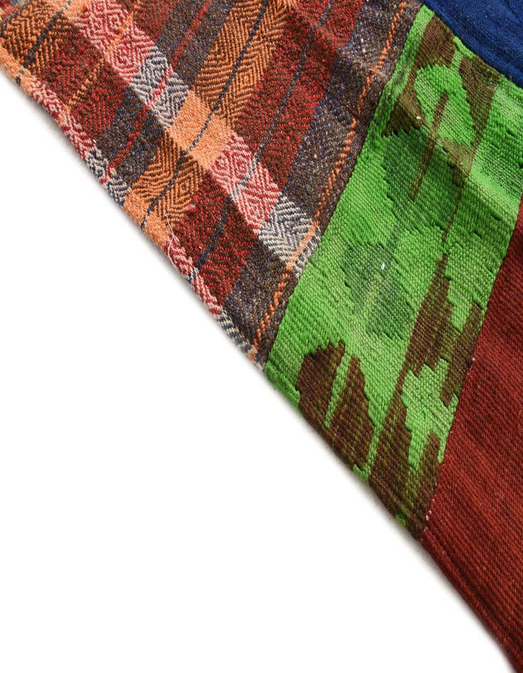 Detail image of  6' 7 x 9' 11  Hand Woven Kilim Patchwork Wool Rug