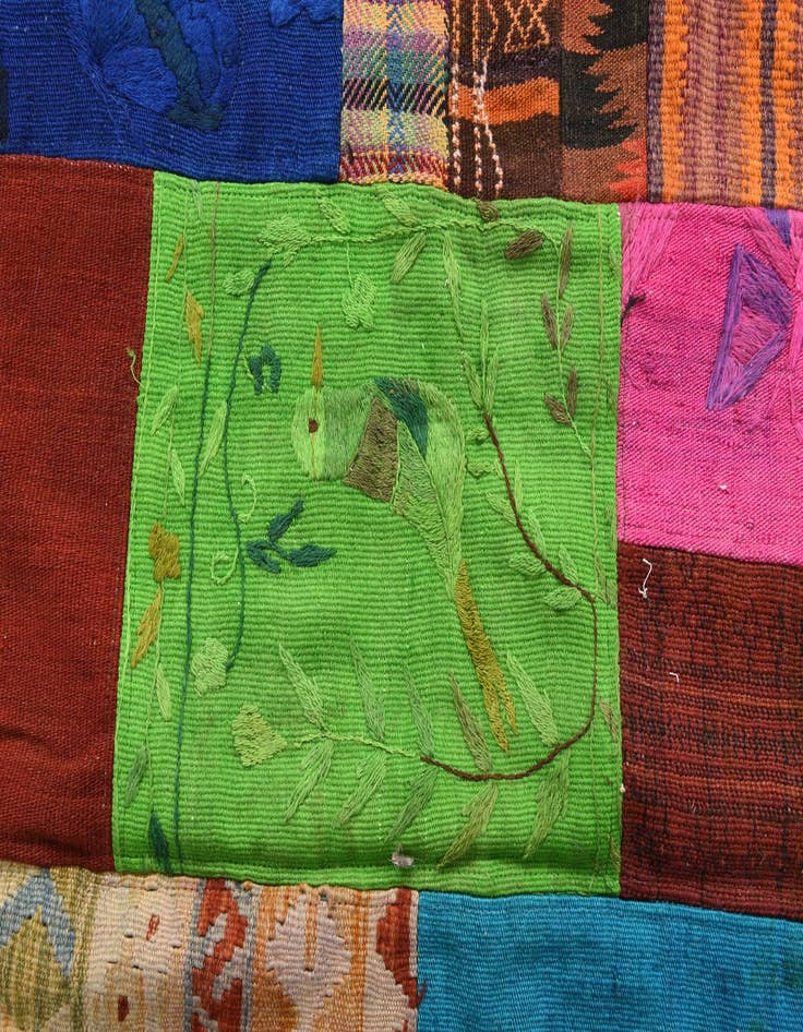 Detail image of  6' 7 x 9' 11  Hand Woven Kilim Patchwork Wool Rug