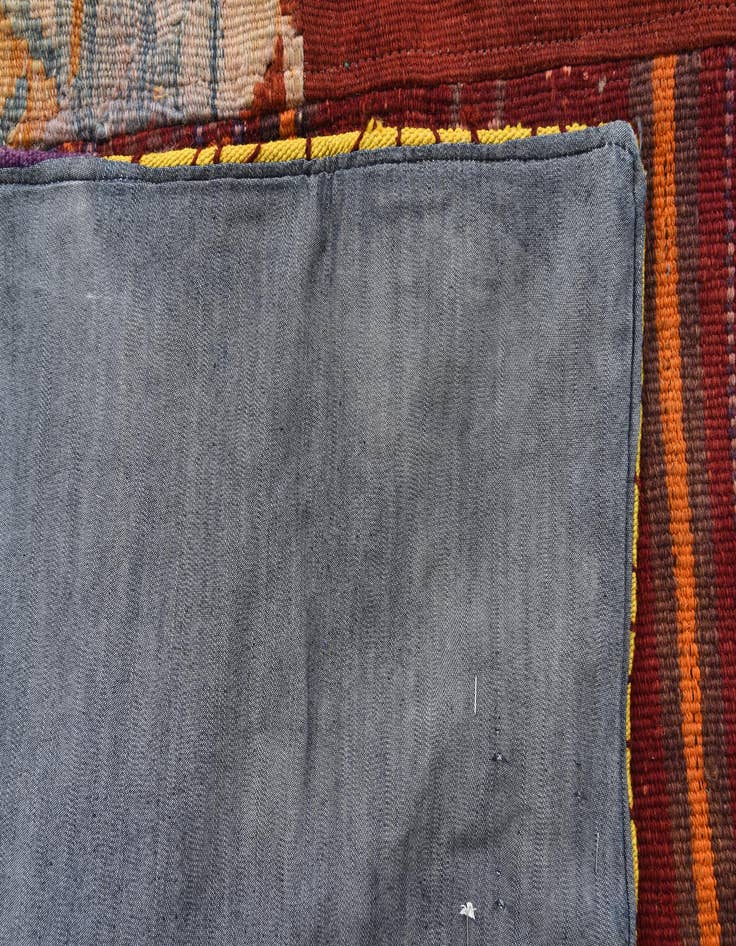 Detail image of  6' 7 x 9' 11  Hand Woven Kilim Patchwork Wool Rug