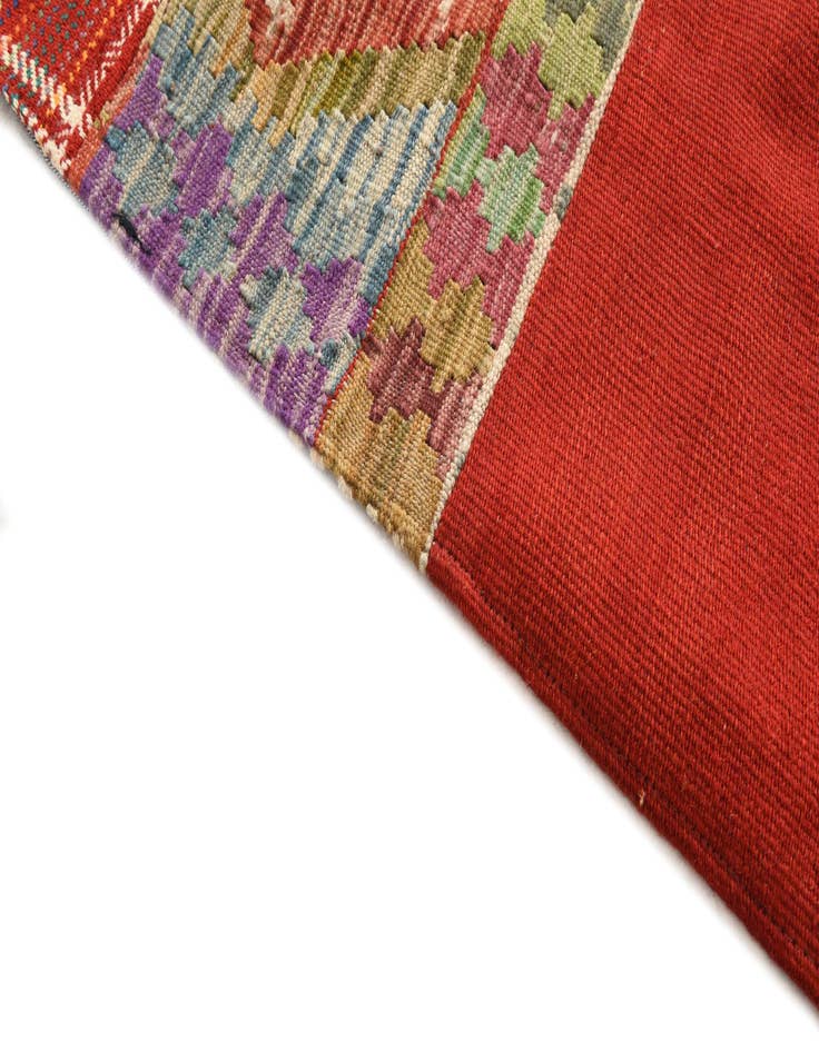 Detail image of  5' 8 x 8'  Hand Woven Kilim Patchwork Wool Rug