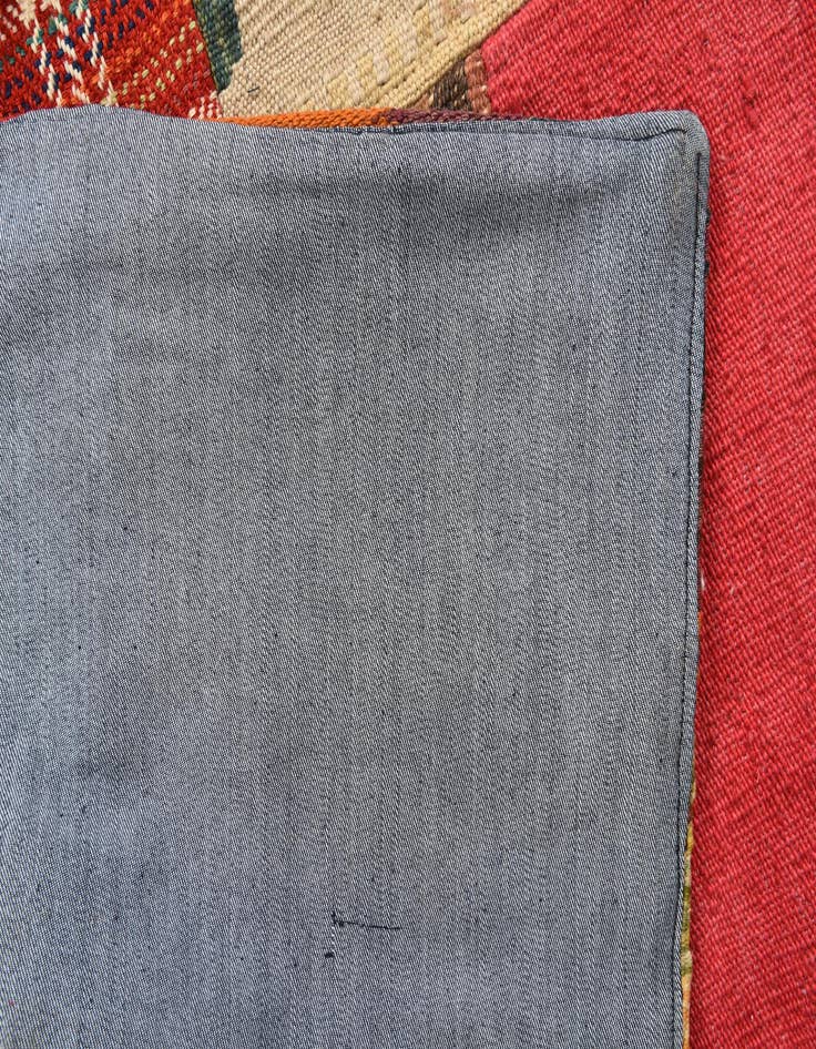 Detail image of  5' 8 x 8'  Hand Woven Kilim Patchwork Wool Rug