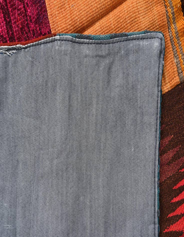 Detail image of  3' 11 x 5' 10  Hand Woven Kilim Patchwork Wool Rug