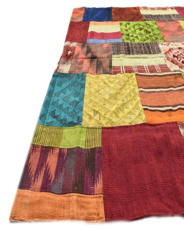 Detail image of  5' 7 x 7' 9  Hand Woven Kilim Patchwork Wool Rug