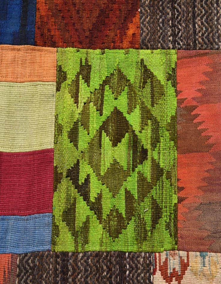 Detail image of  5' 7 x 7' 9  Hand Woven Kilim Patchwork Wool Rug