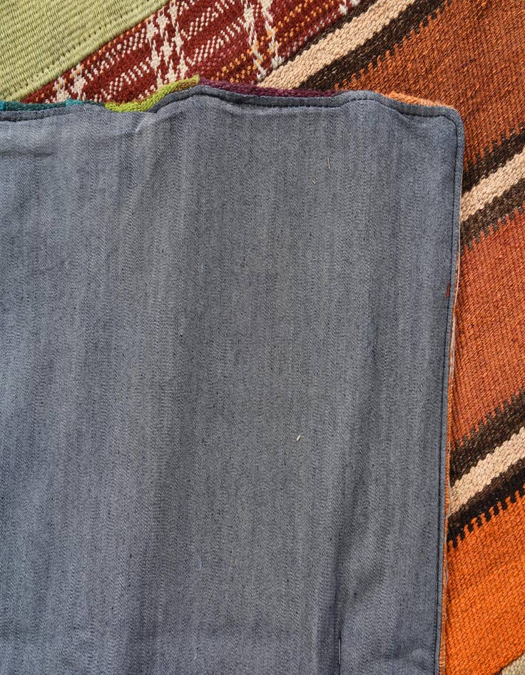 Detail image of  5' 7 x 7' 9  Hand Woven Kilim Patchwork Wool Rug