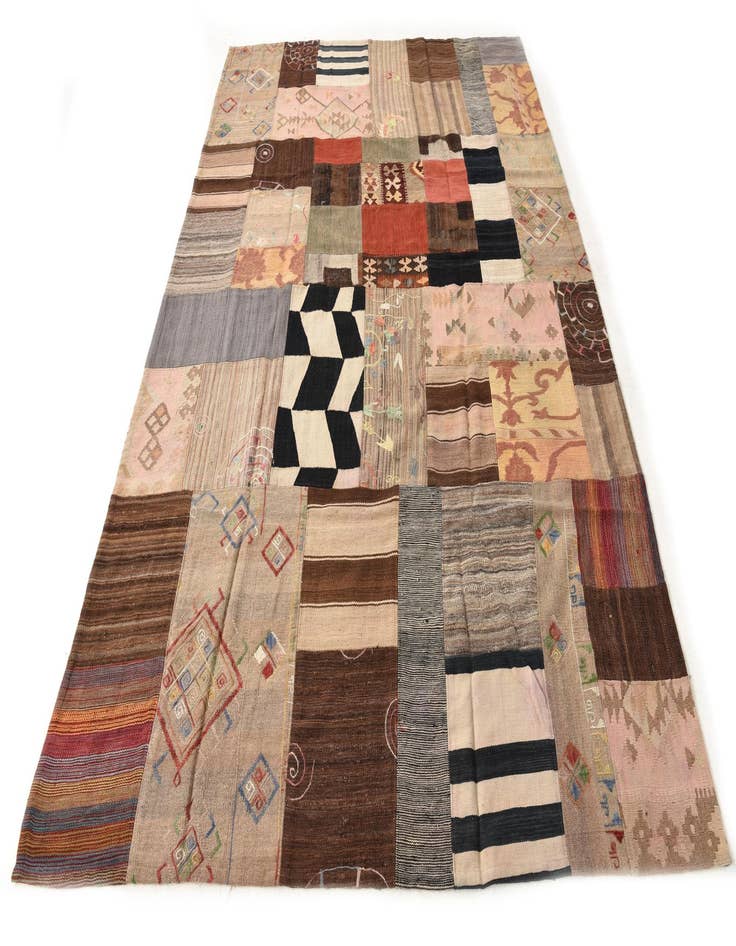 Detail image of  6' 7 x 9' 11  Hand Woven Kilim Patchwork Wool Rug